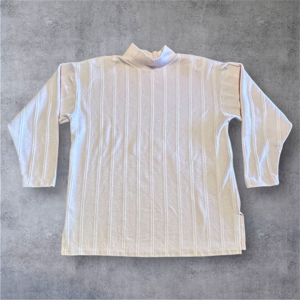 Karen Scott Sport Ribbed Mock Neck Top Womens M Light Pink Long Sleeve Y2K